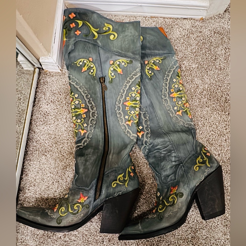 Dan Post DP3271-Flower Child-Snip Toe-Turquoise size 7 Like New